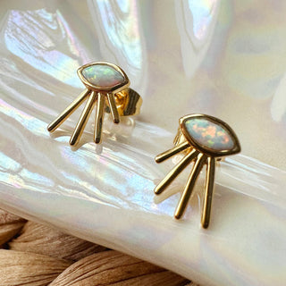 Spirit Beam Opal Studs - Honeycat Jewelry