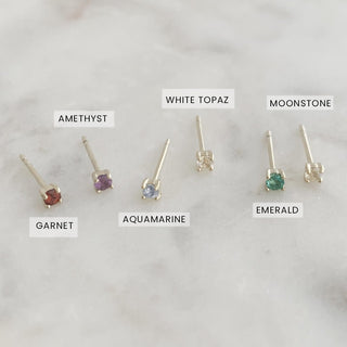 Tiny Birthstone Studs - Honeycat Jewelry