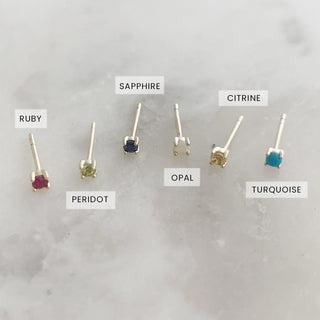 Tiny Birthstone Studs - Honeycat Jewelry