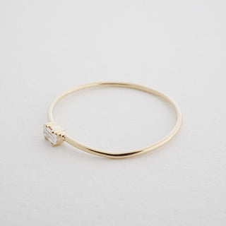 Tiny White Topaz Baguette Ring, 14k Gold - Honeycat Jewelry