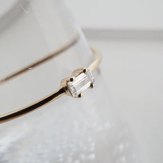 Tiny White Topaz Baguette Ring, 14k Gold - Honeycat Jewelry