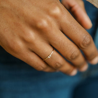 Tiny White Topaz Baguette Ring, 14k Gold - Honeycat Jewelry