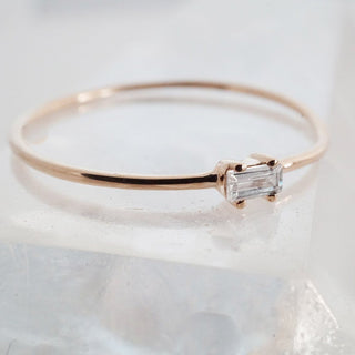 Tiny White Topaz Baguette Ring, 14k Gold - Honeycat Jewelry