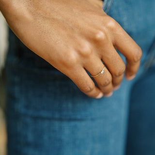 Tiny White Topaz Baguette Ring, 14k Gold - Honeycat Jewelry