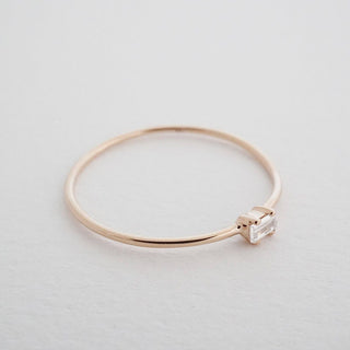 Tiny White Topaz Baguette Ring, 14k Gold - Honeycat Jewelry