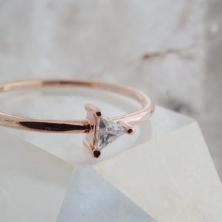 Triangle Solitaire Ring - Honeycat Jewelry