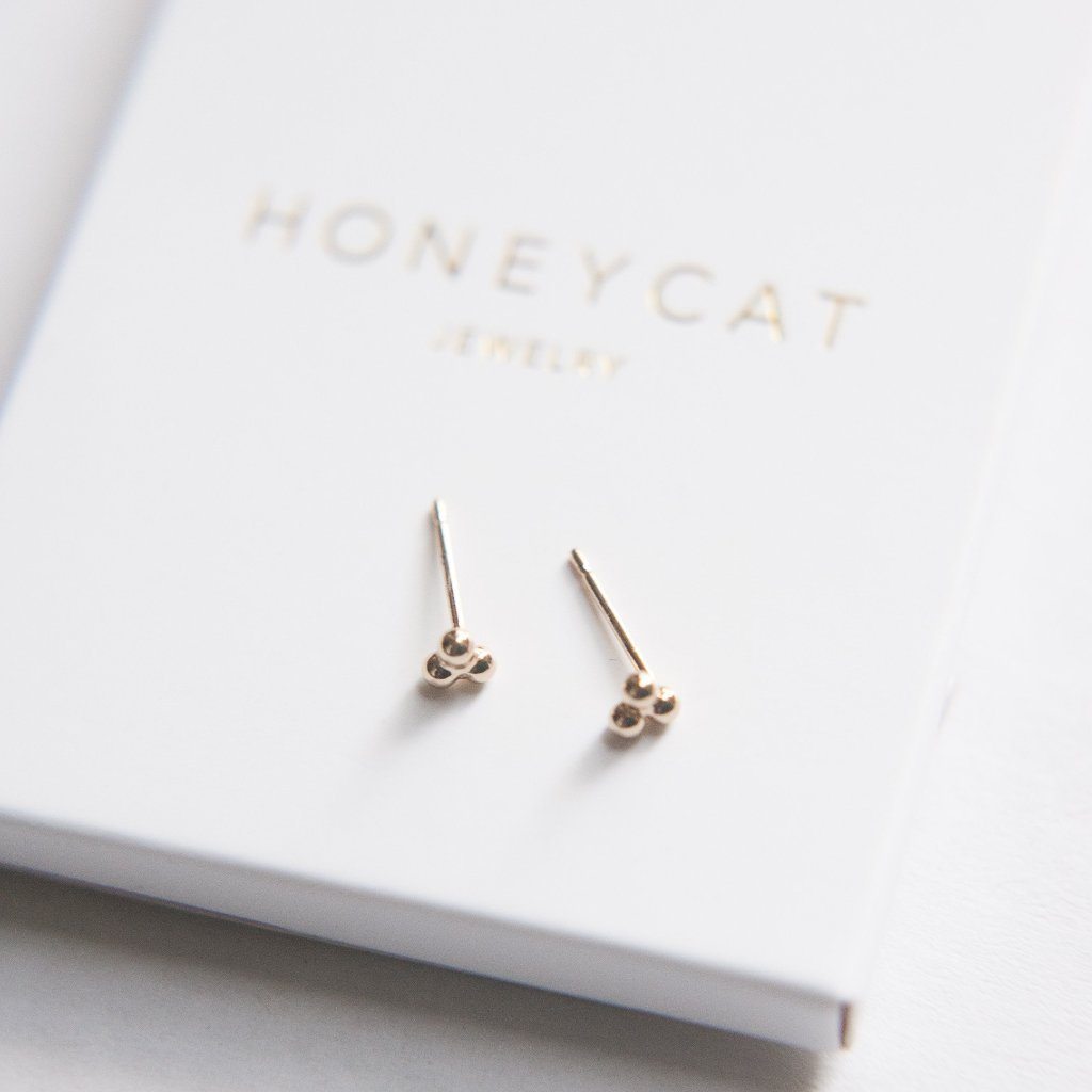 Trinity Ball Stud Earrings - Honeycat Jewelry