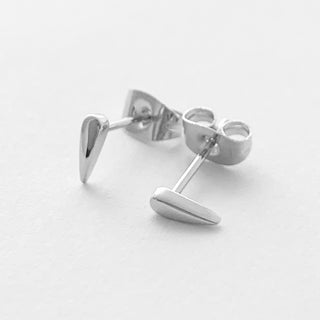 Silver-tone Tusk Droplet Stud Earrings, shown close up.