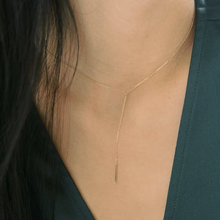 Whisper Thin Lariat Bar Necklace, 14k Gold - Honeycat Jewelry