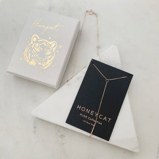 Whisper Thin Lariat Bar Necklace, 14k Gold - Honeycat Jewelry