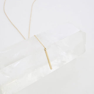 Whisper Thin Lariat Bar Necklace, 14k Gold - Honeycat Jewelry