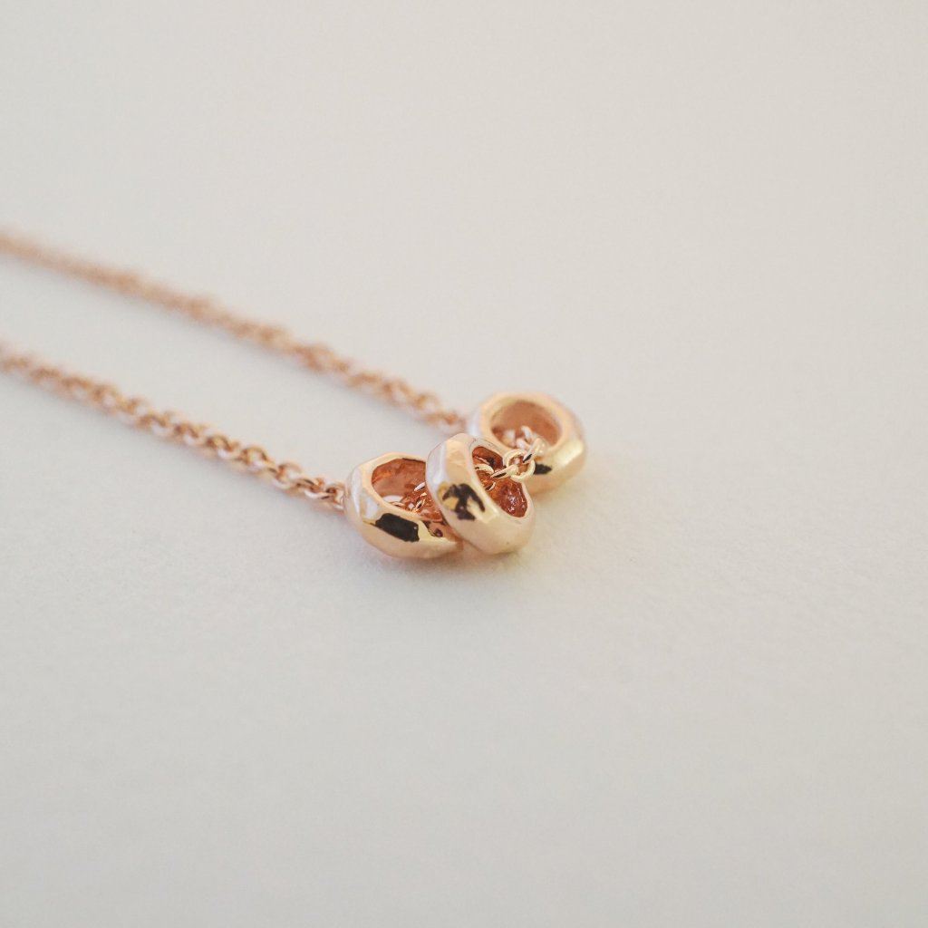 Brandy 3-Ring Necklace Necklaces HONEYCAT Jewelry Rose Gold 