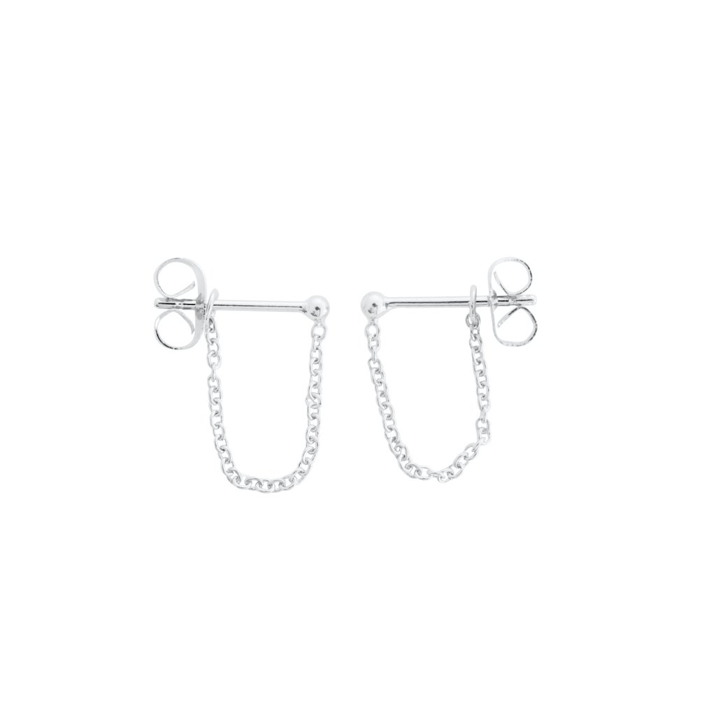 Chain Wrap Huggies Earrings HONEYCAT Jewelry Silver 