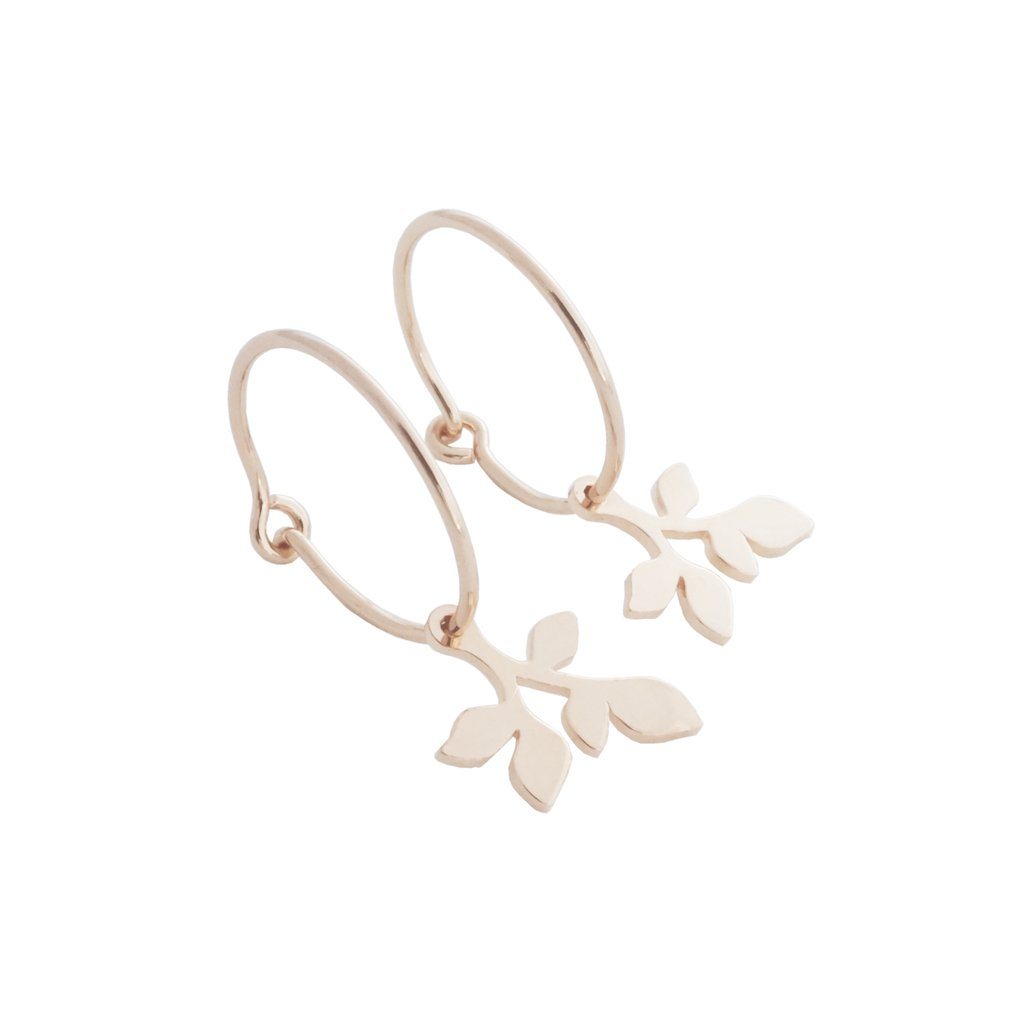 Magic Charm Leaf Hoops Earrings HONEYCAT Jewelry Rose Gold 
