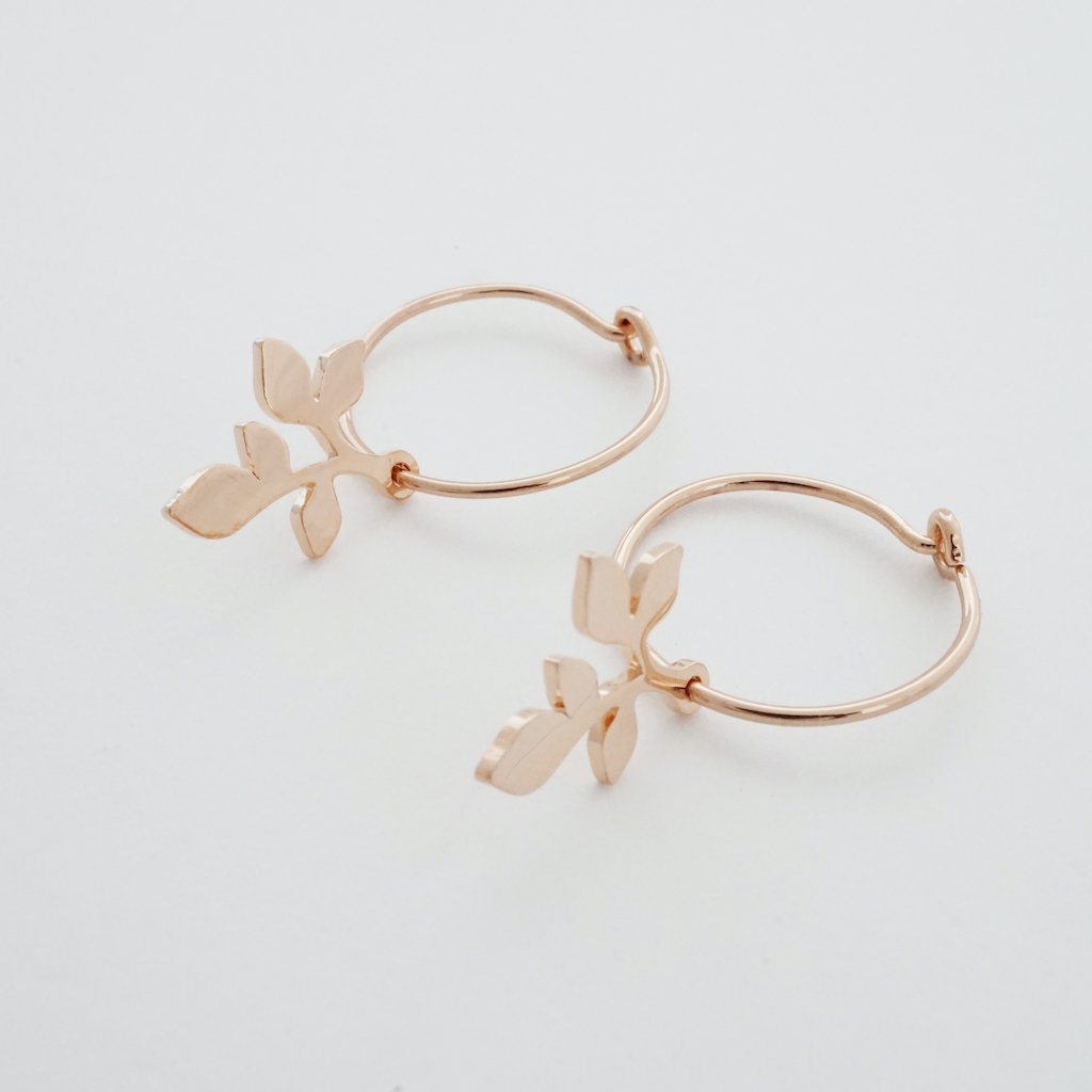Magic Charm Leaf Hoops Earrings HONEYCAT Jewelry 