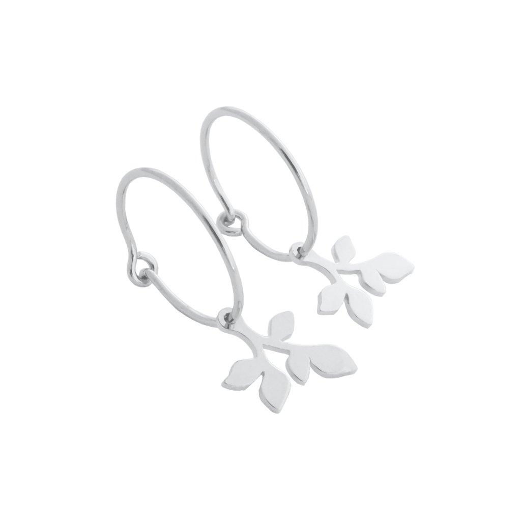 Magic Charm Leaf Hoops Earrings HONEYCAT Jewelry Silver 