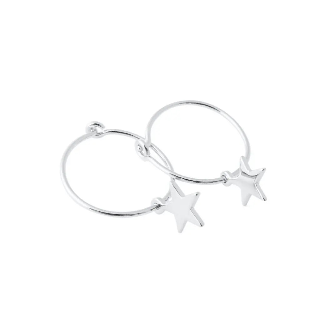 Choosey Star Hoops Earrings HONEYCAT Jewelry Silver 