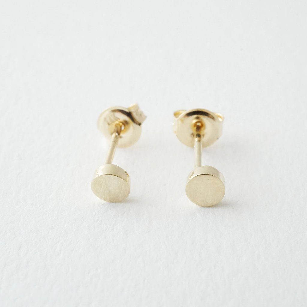 Mini Circle Studs, 14k Gold Earrings HONEYCAT Jewelry Gold 