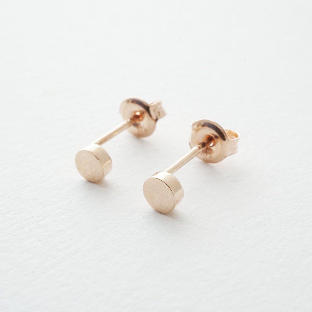Mini Circle Studs, 14k Gold Earrings HONEYCAT Jewelry 