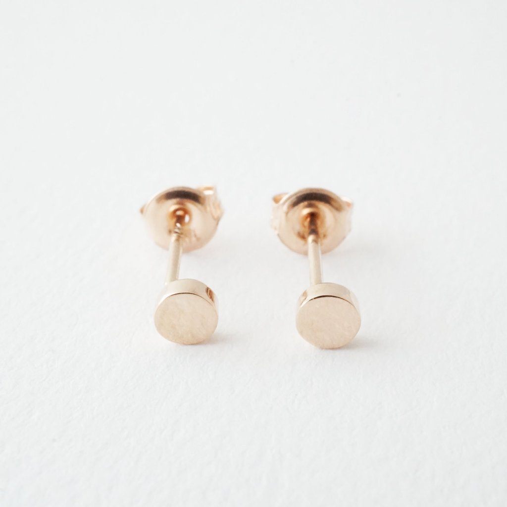 Mini Circle Studs, 14k Gold Earrings HONEYCAT Jewelry Rose Gold 