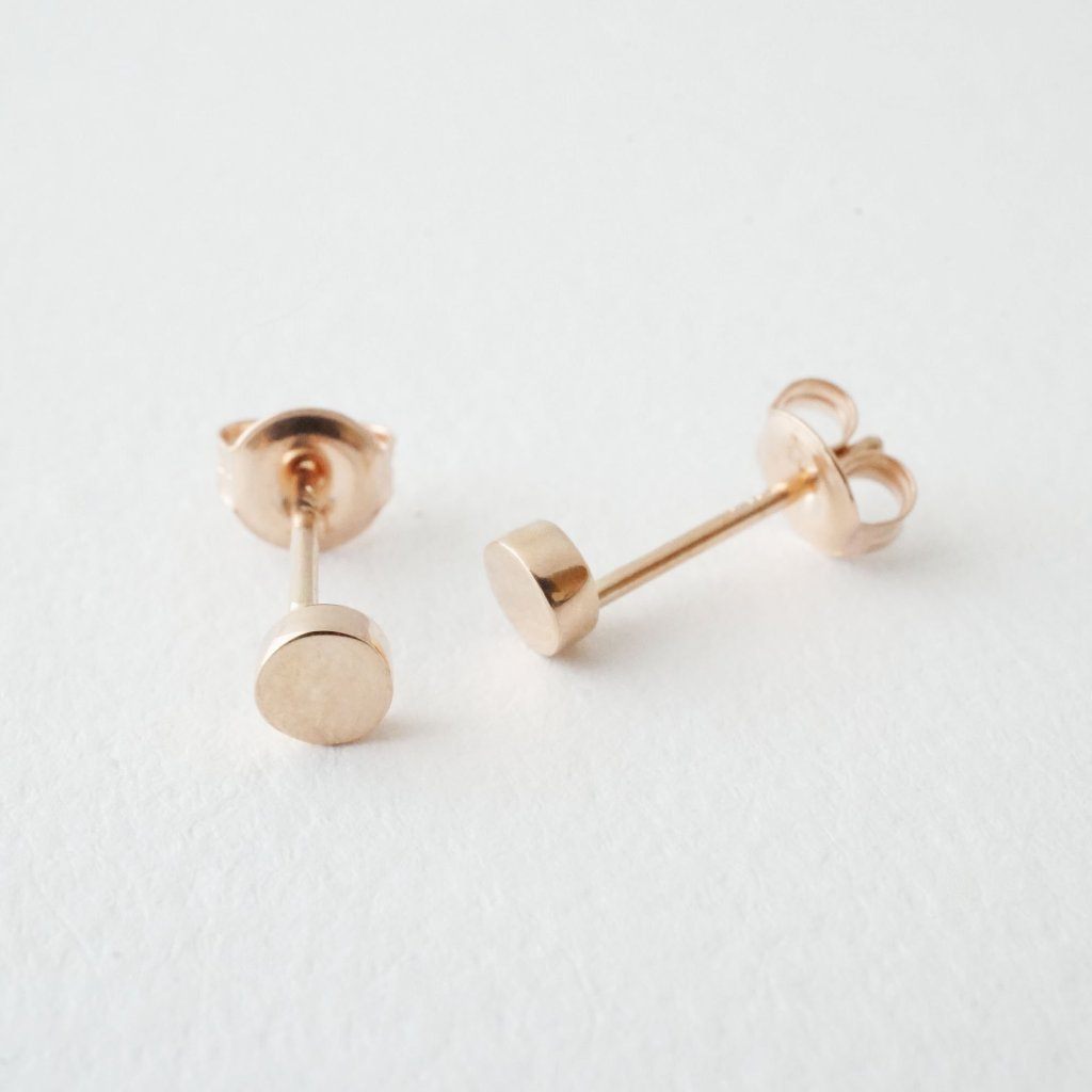 Mini Circle Studs, 14k Gold Earrings HONEYCAT Jewelry 
