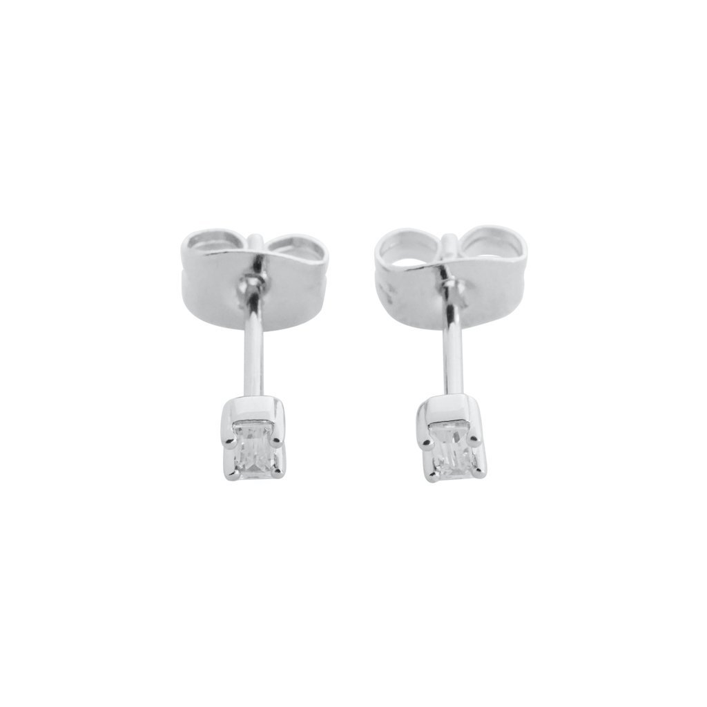 Crystal Baguette Studs Earrings HONEYCAT Jewelry Silver 