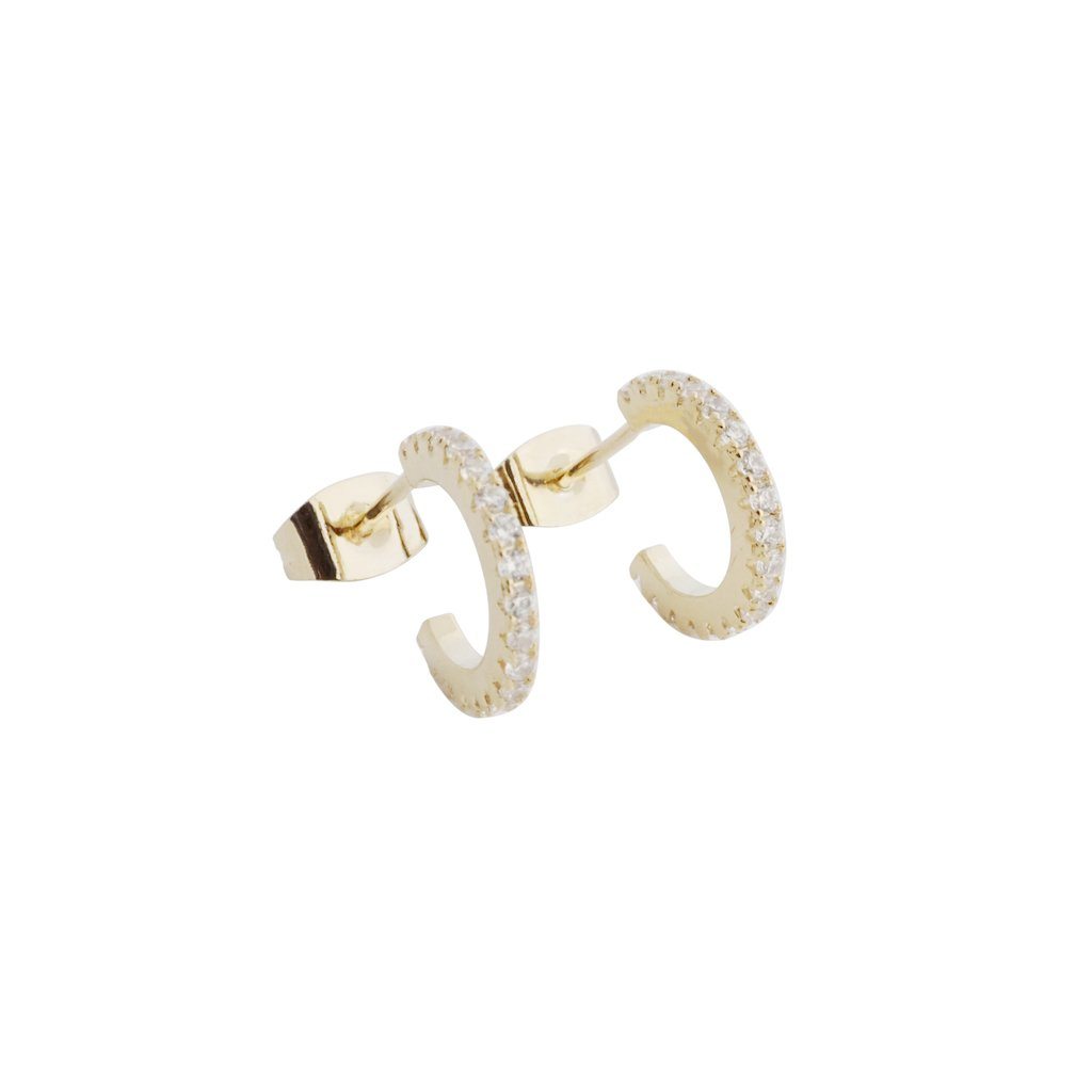 Crystal Huggie Hoops Earrings HONEYCAT Jewelry Gold Crystal Clear 