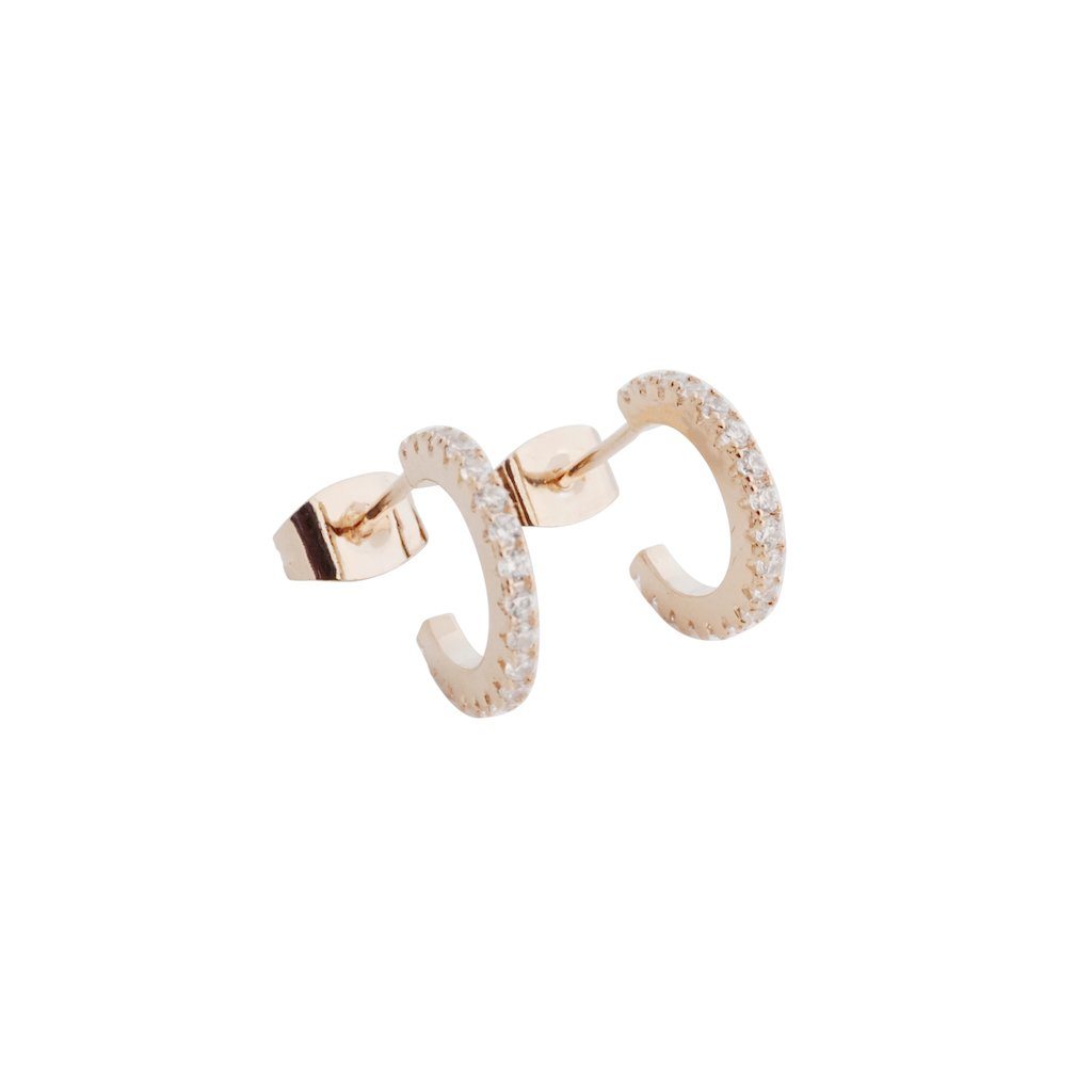 Crystal Huggie Hoops Earrings HONEYCAT Jewelry Rose Gold Crystal Clear 