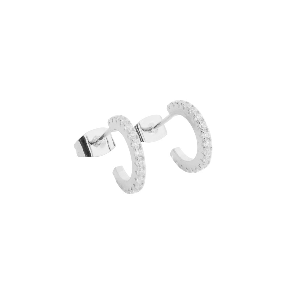 Crystal Huggie Hoops Earrings HONEYCAT Jewelry Silver Crystal Clear 