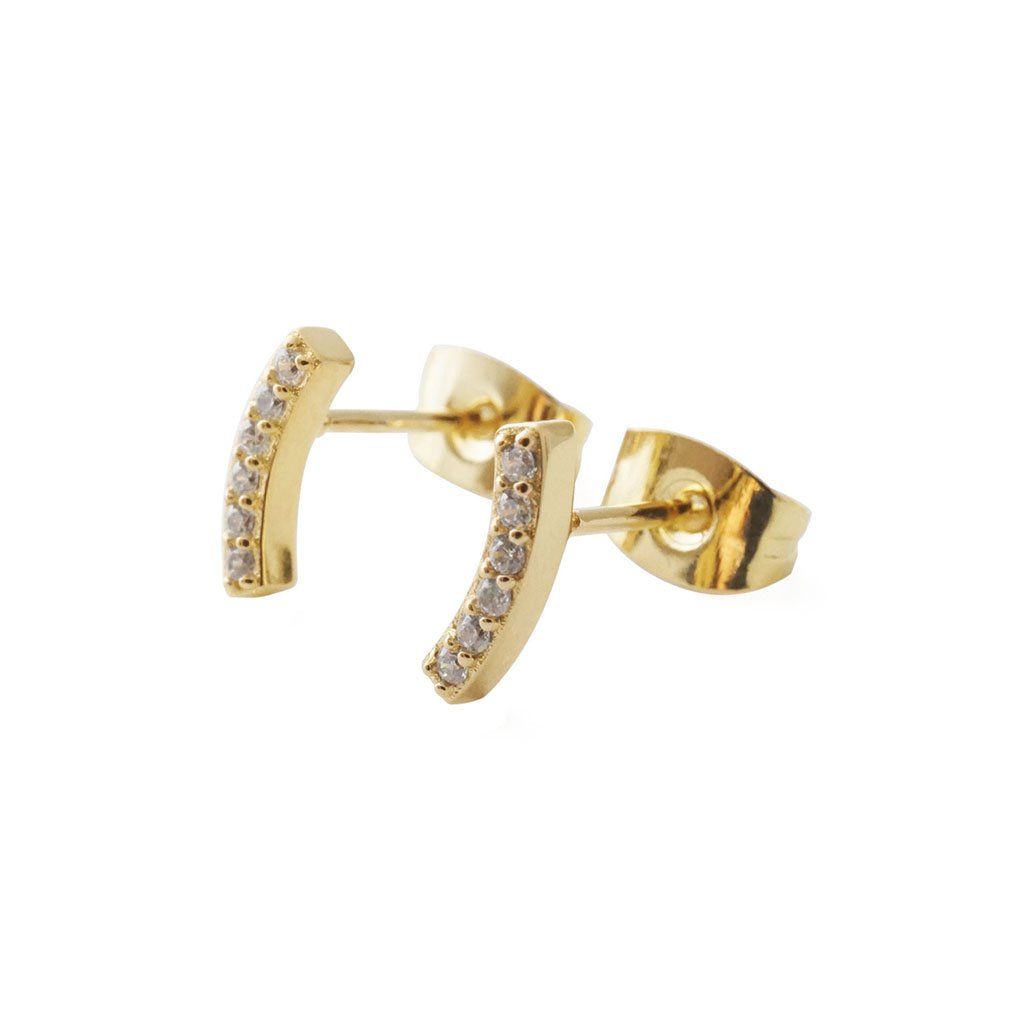 Crystal Arc Earrings Earrings HONEYCAT Jewelry Gold Crystal Clear 