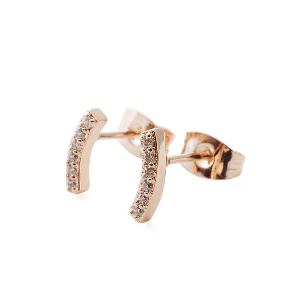 Crystal Arc Earrings Earrings HONEYCAT Jewelry Rose Gold Crystal Clear 