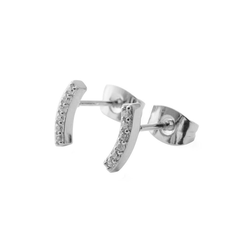 Crystal Arc Earrings Earrings HONEYCAT Jewelry Silver Crystal Clear 