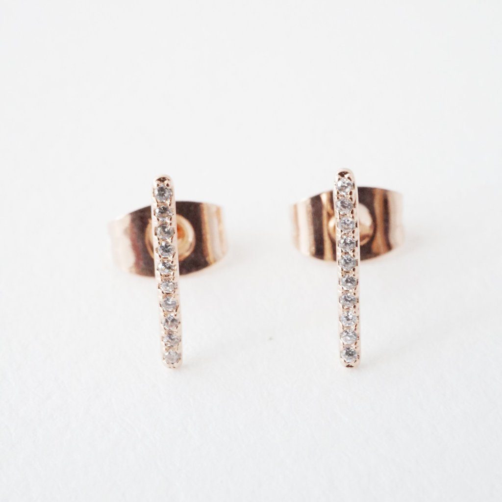 Skinny Midi Crystal Bar Earrings Earrings HONEYCAT Jewelry 