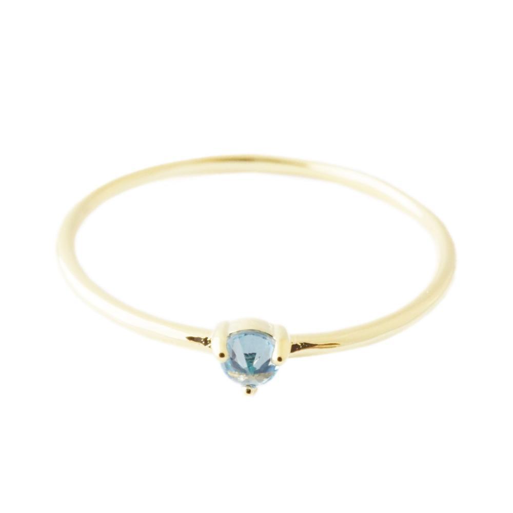 Aquamarine Crystal Point Solitaire Ring Rings HONEYCAT Jewelry Gold 5 