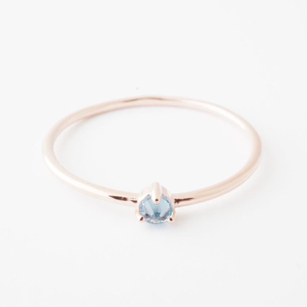 Aquamarine Crystal Point Solitaire Ring Rings HONEYCAT Jewelry Rose Gold 6 