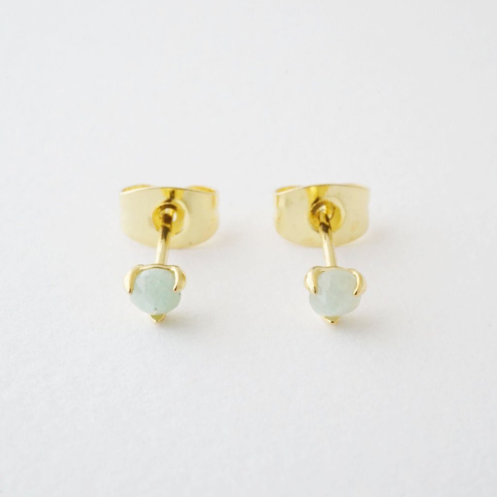 Jade Point Solitaire Studs Earrings HONEYCAT Jewelry 