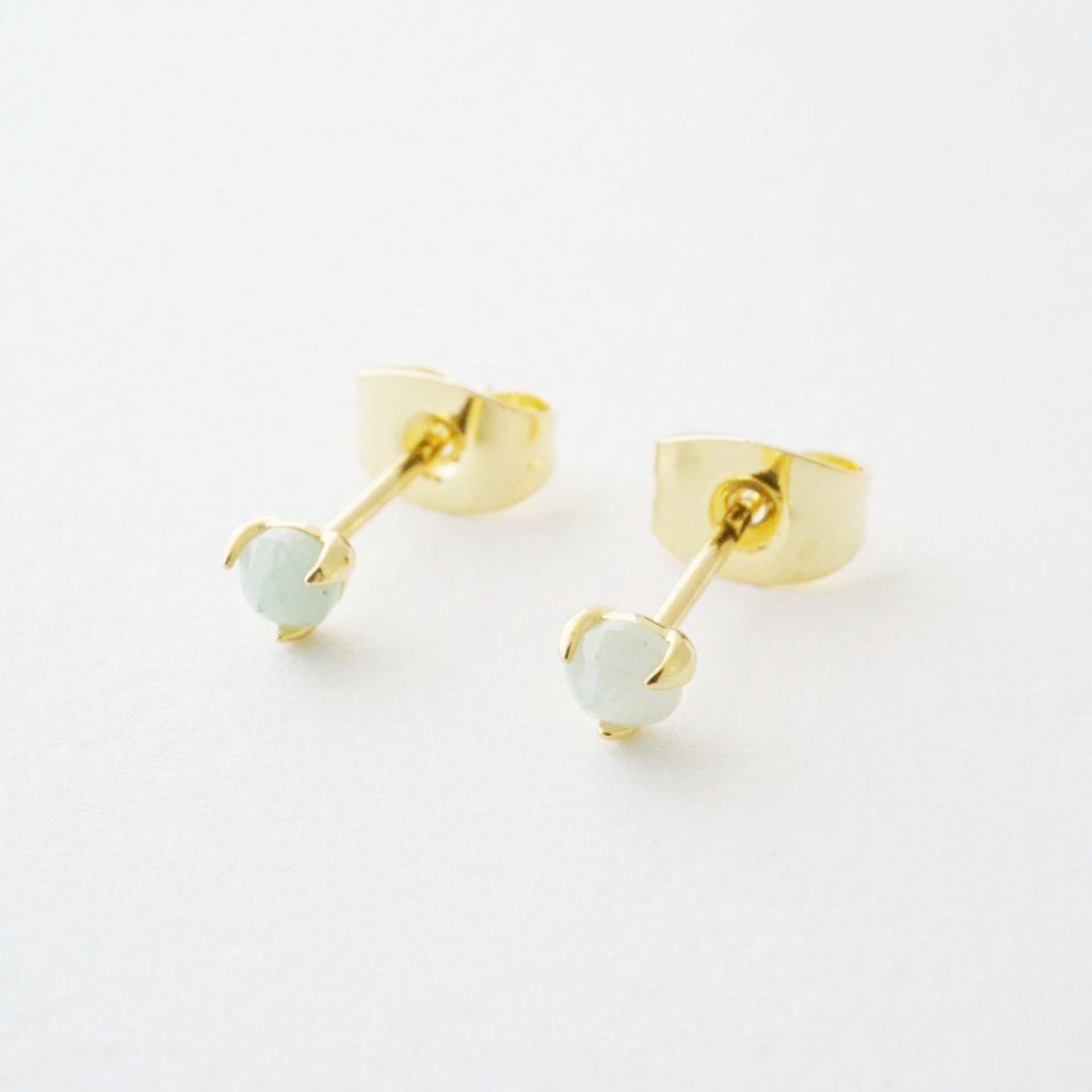 Jade Point Solitaire Studs Earrings HONEYCAT Jewelry 