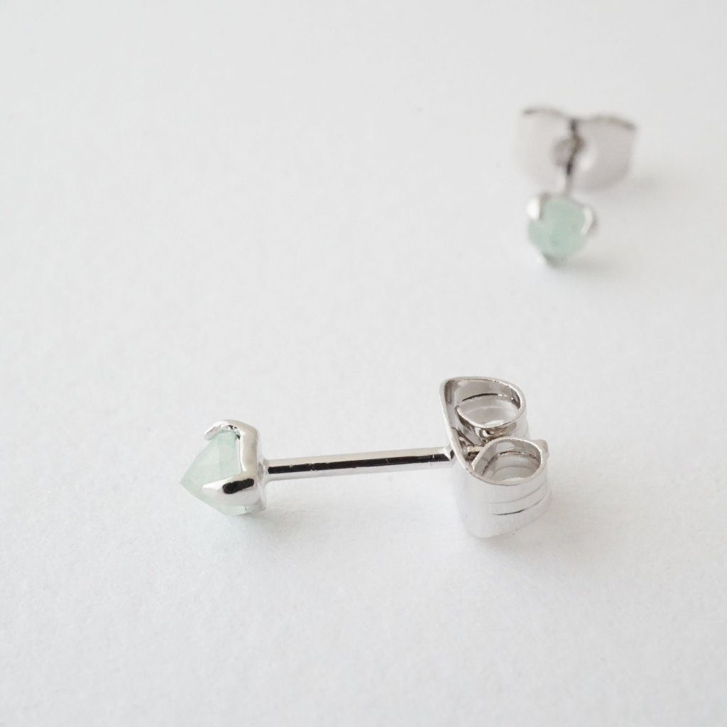 Jade Point Solitaire Studs Earrings HONEYCAT Jewelry Silver 