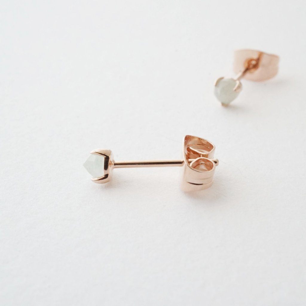 Jade Point Solitaire Studs Earrings HONEYCAT Jewelry Rose Gold 