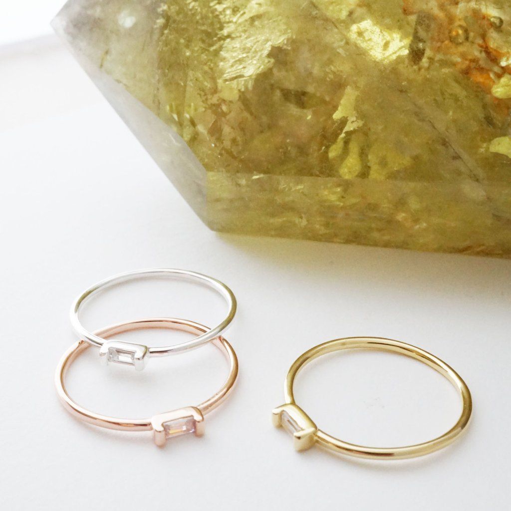 Crystal Baguette Ring Rings HONEYCAT Jewelry 