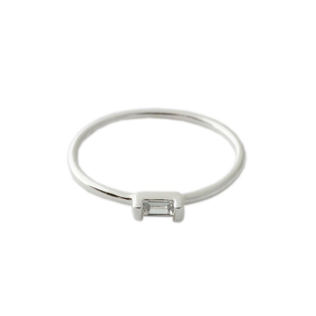 Crystal Baguette Ring Rings HONEYCAT Jewelry Silver 5 