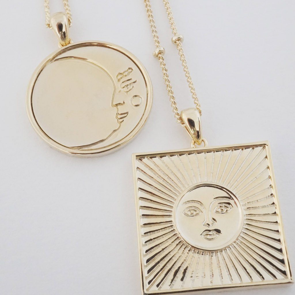 Moon Face Pendant Necklace Necklaces HONEYCAT Jewelry 