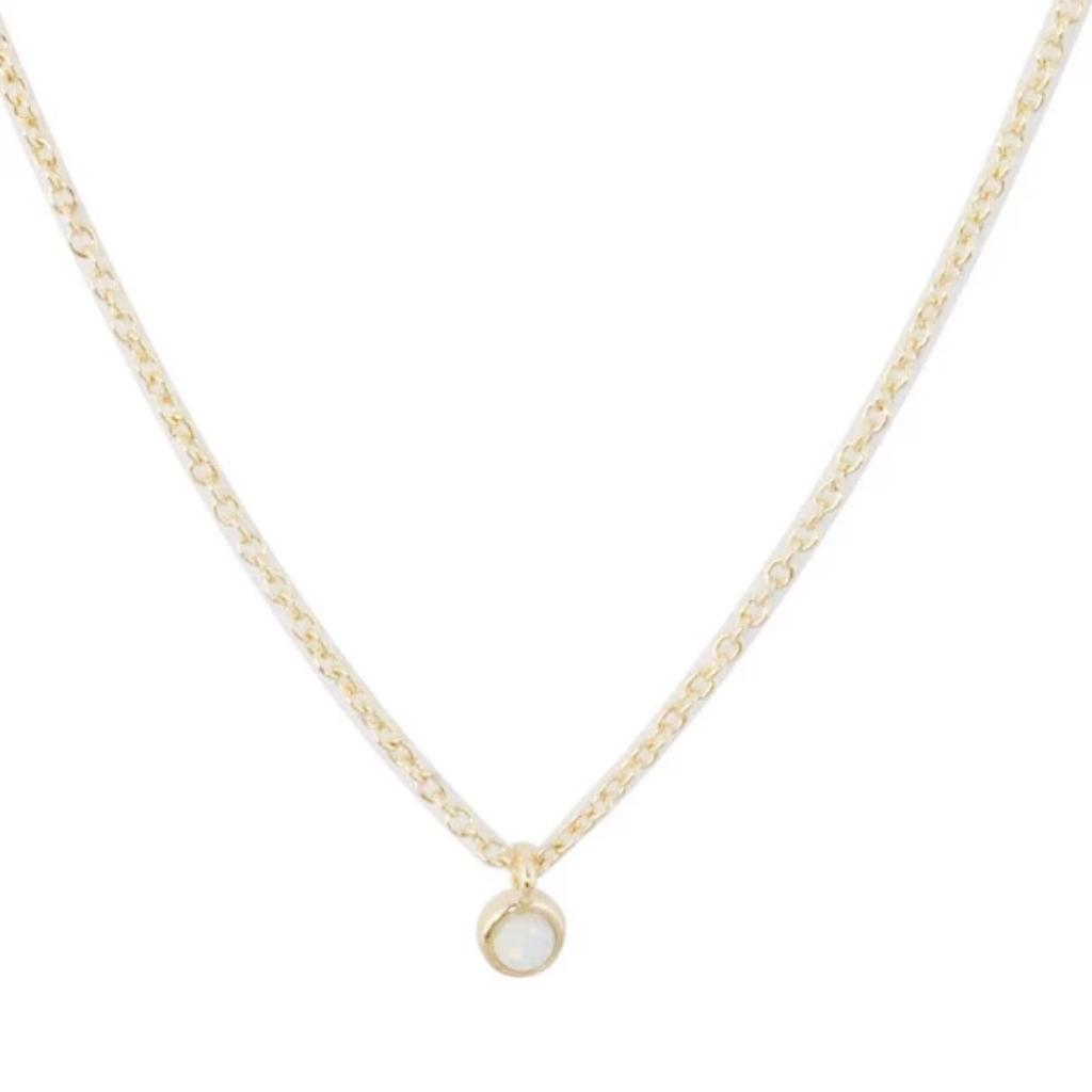 Opal Bezel Set Necklace Necklaces HONEYCAT Jewelry Gold 