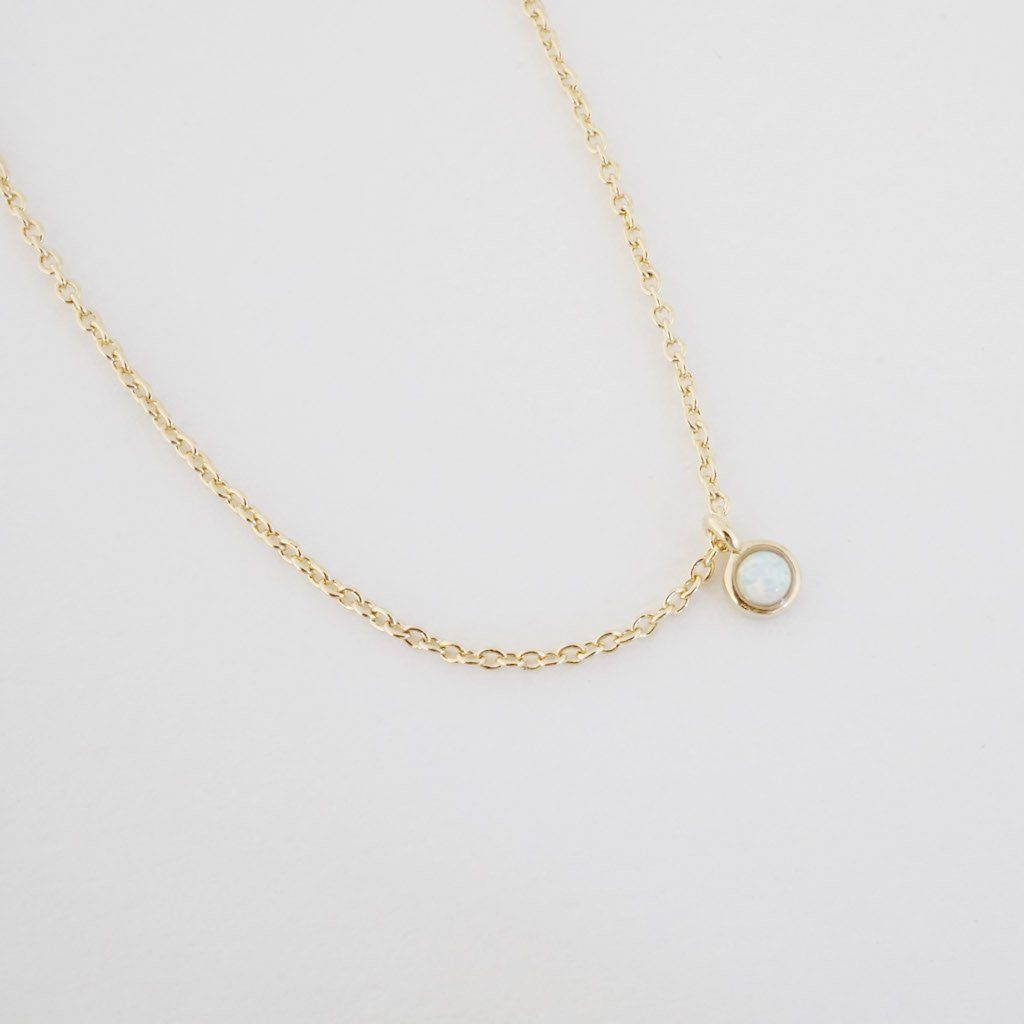 Opal Bezel Set Necklace Necklaces HONEYCAT Jewelry 