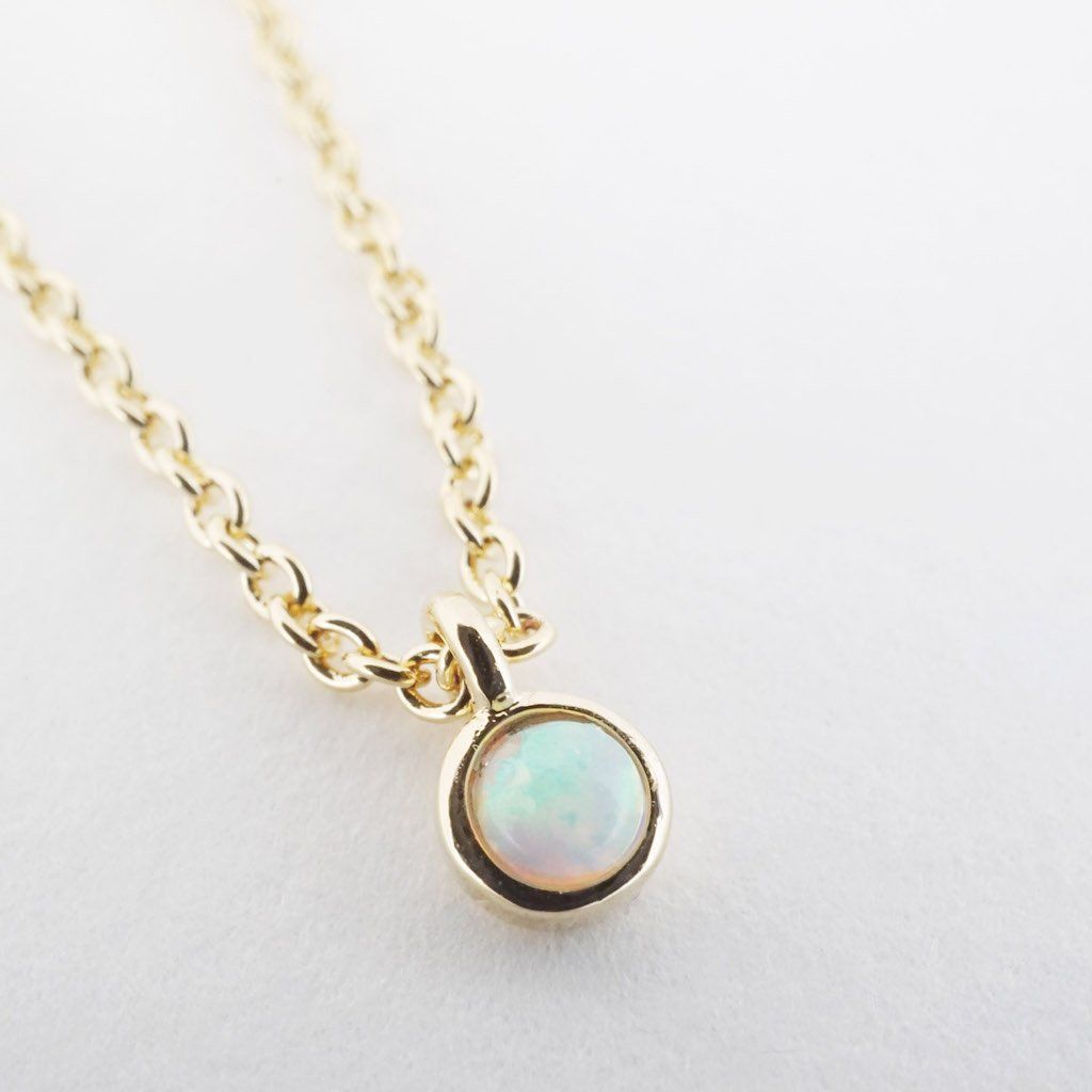 Opal Bezel Set Necklace Necklaces HONEYCAT Jewelry 