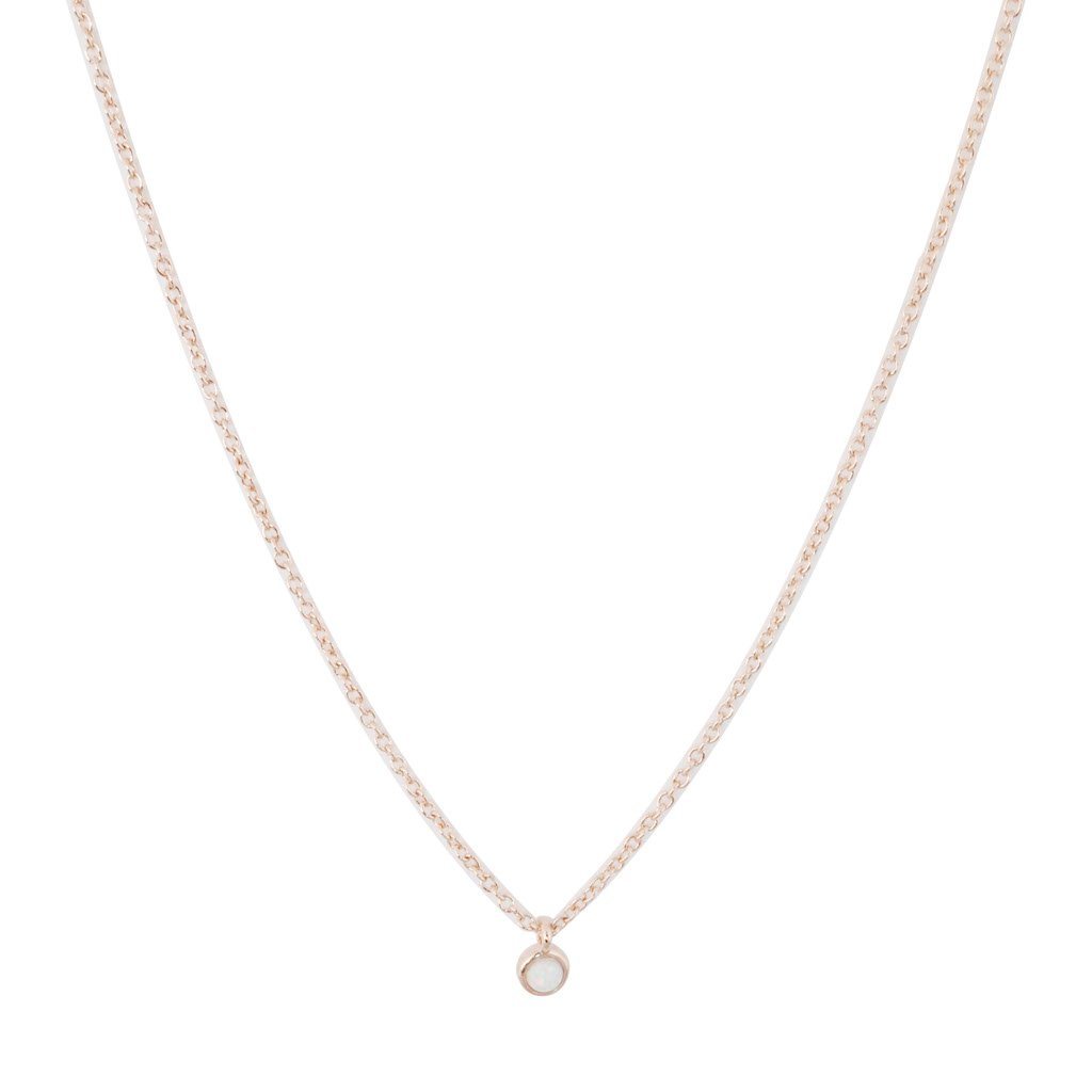 Opal Bezel Set Necklace Necklaces HONEYCAT Jewelry Rose Gold 