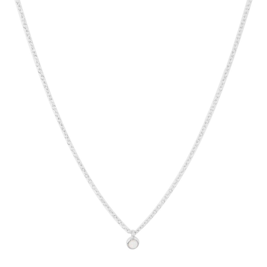 Opal Bezel Set Necklace Necklaces HONEYCAT Jewelry Silver 