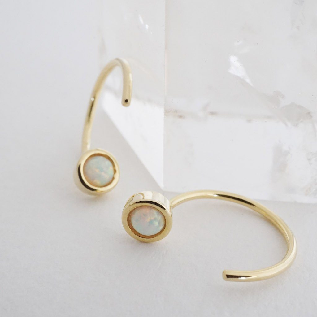 Opal Thread Hoops Earrings HONEYCAT Jewelry 