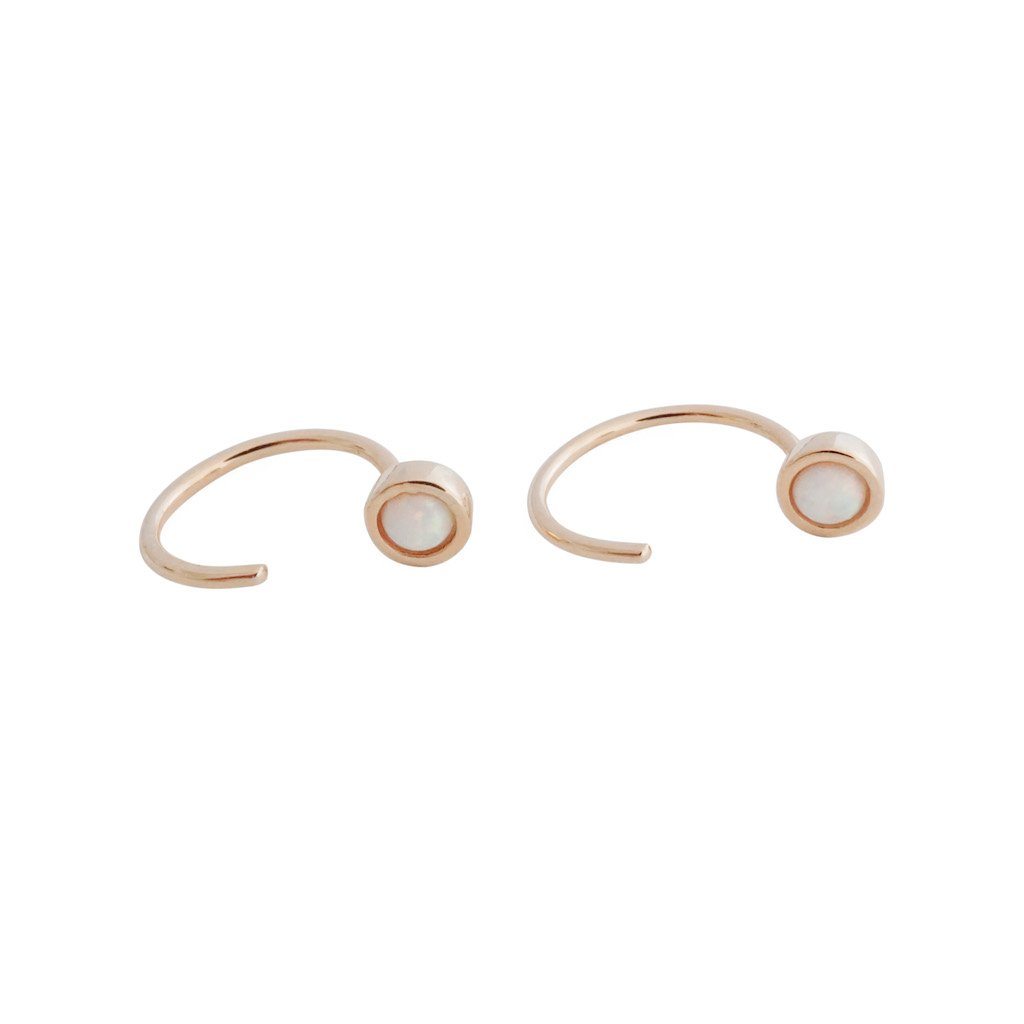 Opal Thread Hoops Earrings HONEYCAT Jewelry Rose Gold 