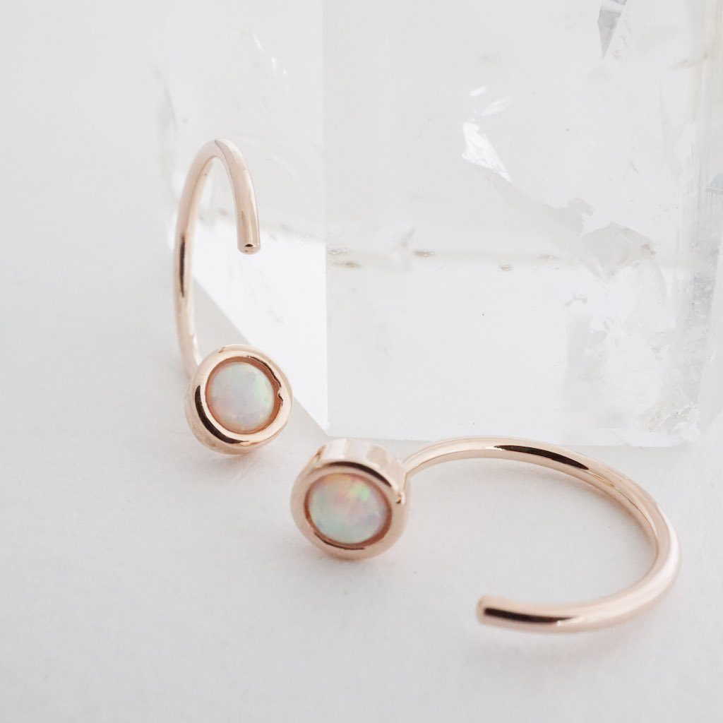 Opal Thread Hoops Earrings HONEYCAT Jewelry 